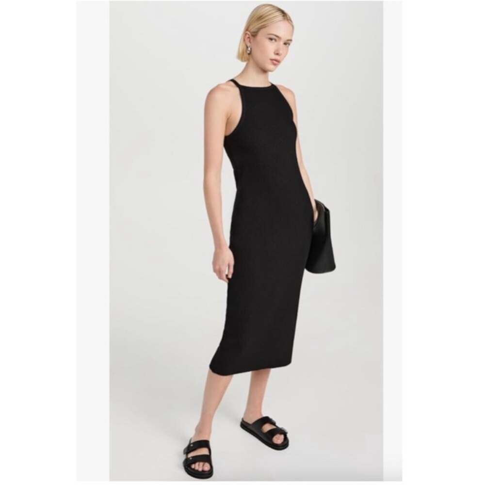 Standard James Perse Black Midi Dress Bodycon Minimalist Tank Dress Large